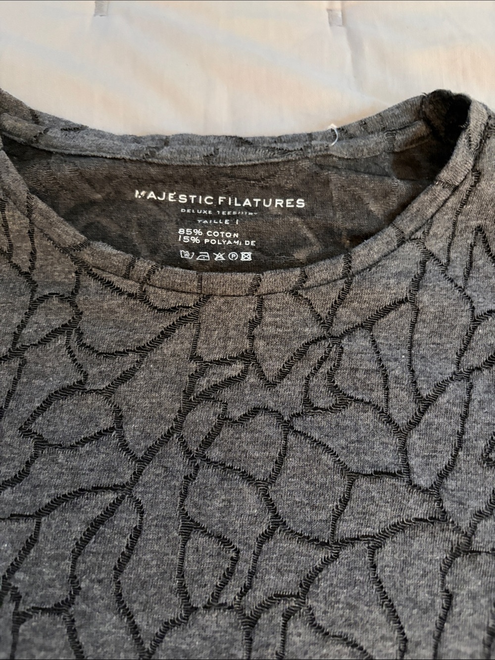 Majestic Filatures Grey Patterned Long Sleeve Top made Portugal NWT Ret $138